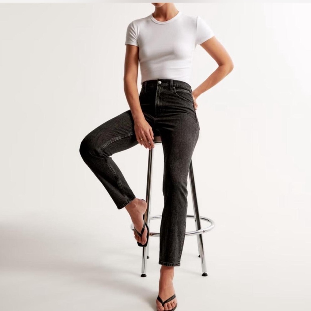 Abercrombie & Fitch High Rise Mom Jeans Slate Color